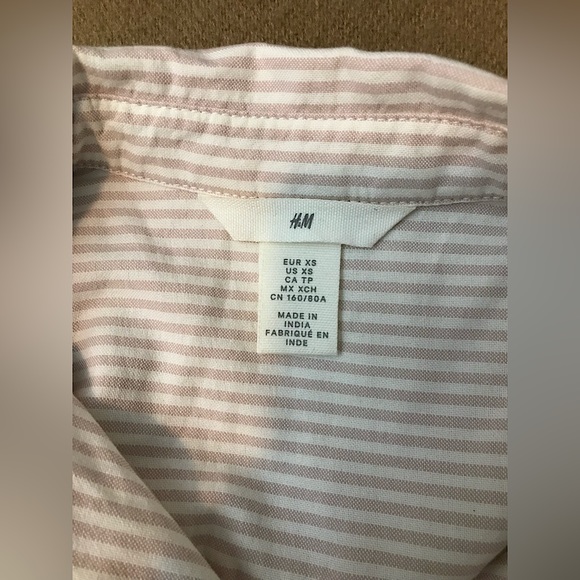 H&M striped long sleeve pink and white shirt size xs - Picture 3 of 3